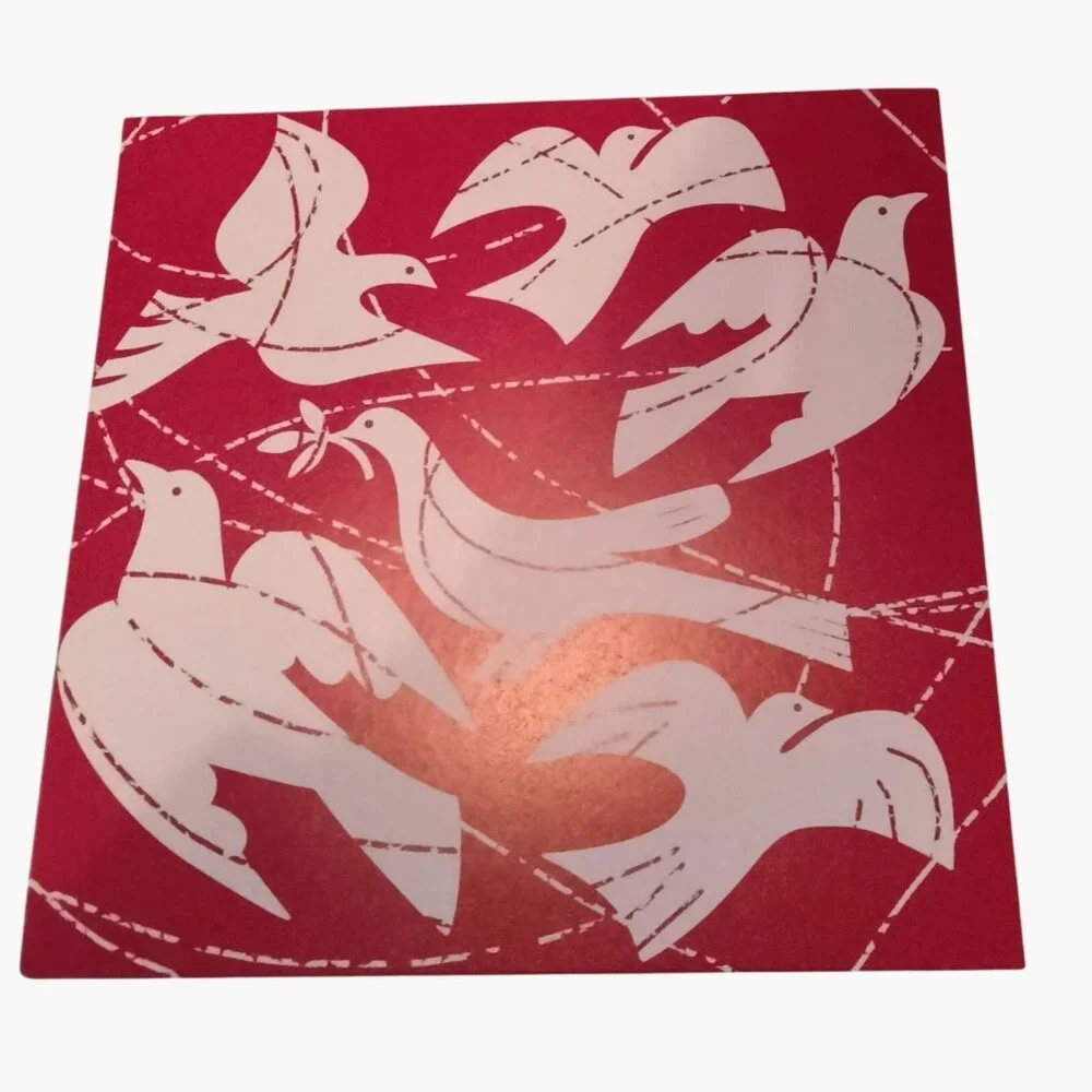 Jenny Frean Dove Design Christmas Greeting Cards Envelope 5 Pack Red Square
